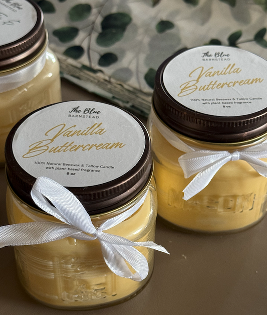 Vanilla Buttercream Natural Beeswax & Tallow Candle (8 oz)